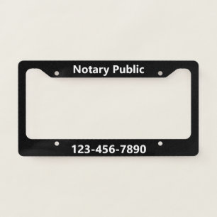 Notary Public Black and White Phone Template License Plate Frame