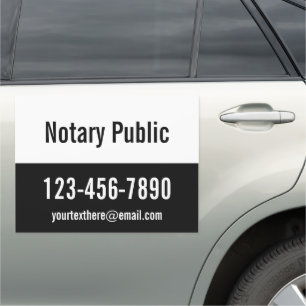 Notary Public Black and White Promotional Template Car Magnet