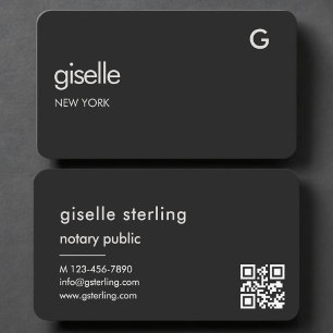 Notary Public Black QR Code Business Card