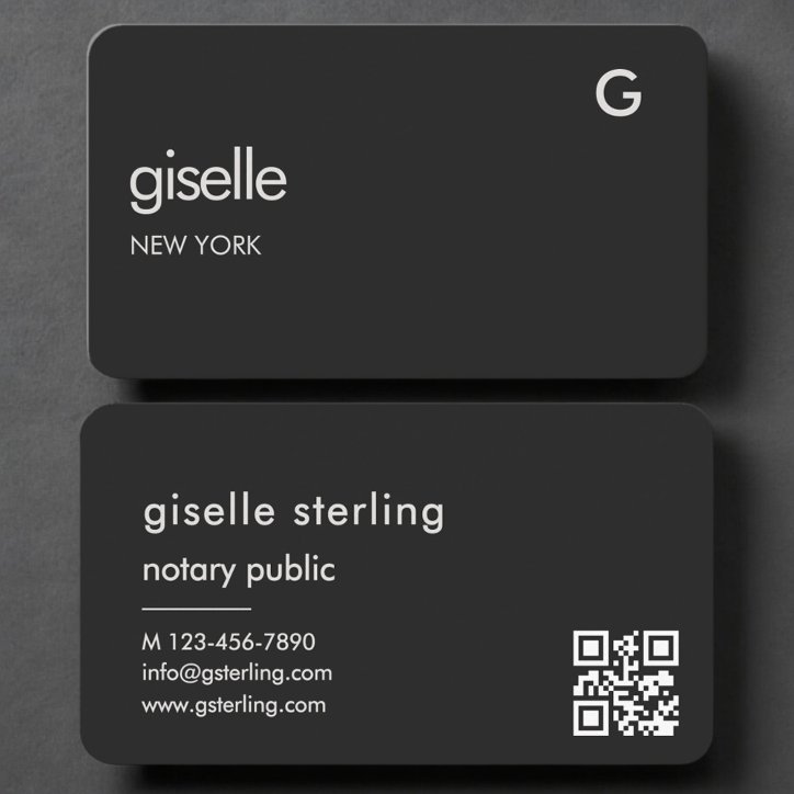 Notary Public Black QR Code Business Card