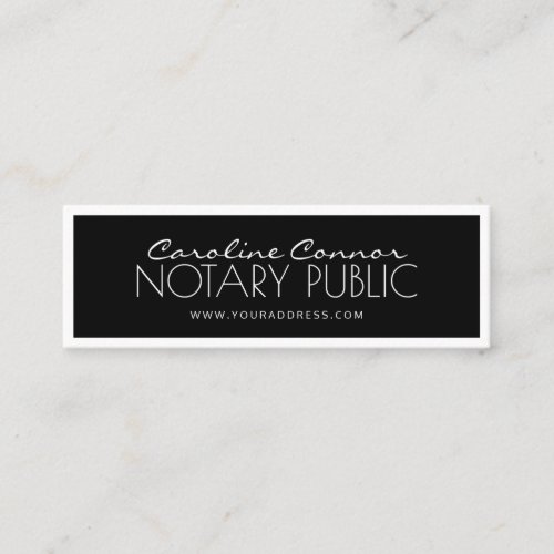 Notary Public Black  White Bordered Card