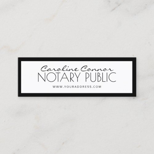Notary Public Black  White Bordered Card