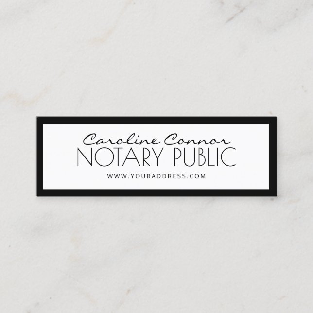 Notary Public Black & White Bordered Card (Front)