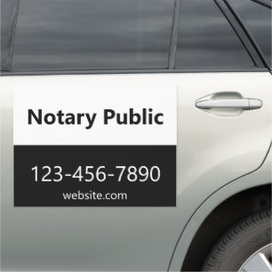 Notary Public Black White Business Phone Website Car Magnet