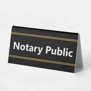 Notary Public Black White Gold Title Text Template Table Tent