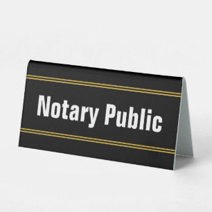 Notary Public Black White Gold Title Text Template Table Tent