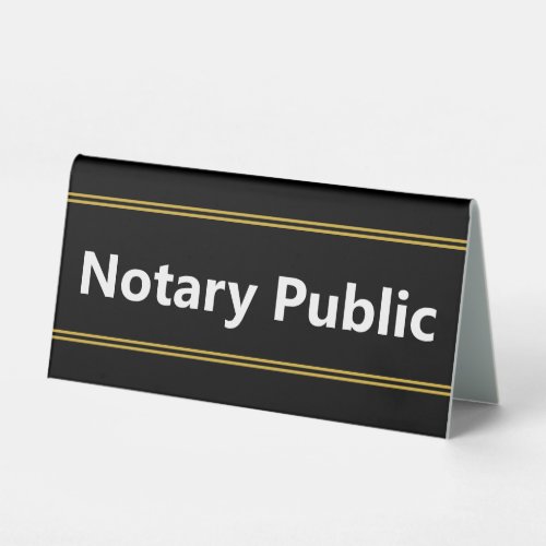 Notary Public Black White Gold Title Text Template Table Tent Sign