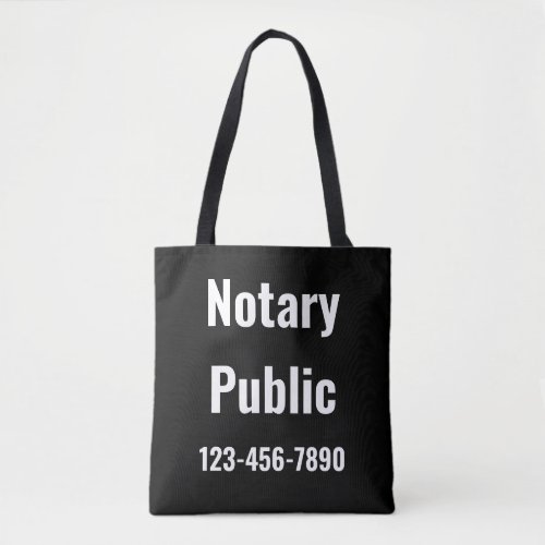 Notary Public Black White Phone Number Template Tote Bag