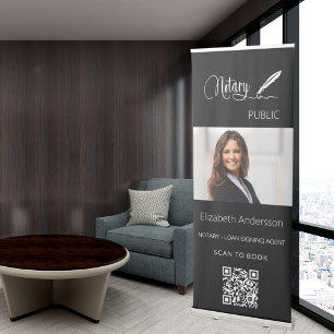 Notary public black white photo welcome QR-code Retractable Banner