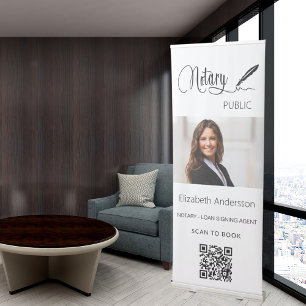 Notary public black white photo welcome QR-code Retractable Banner