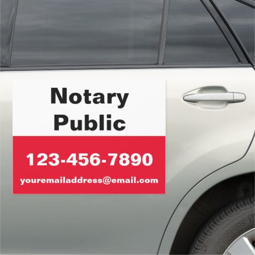 Notary Public Black White  Red Business Car Magnet