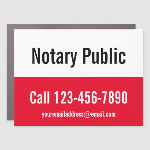 Notary Public Black White  Red Promotional Car Magnet