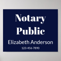Notary Public Blue Name Phone Number Window Sign