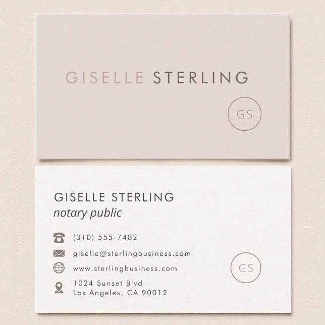Notary Public Blush Pink Minimalist Luxury  Business Card (Creator Uploaded)