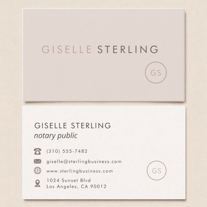 Notary Public Blush Pink Minimalist Luxury Business Card