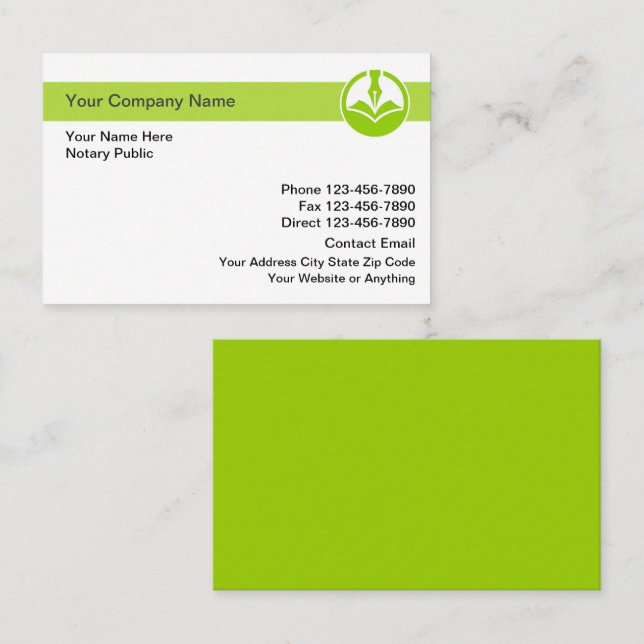 Notary Public Bold Modern Design Business Card (Front/Back)