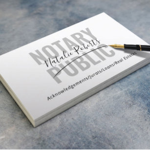 Notary Public Bold Text Typography Signature Business Card