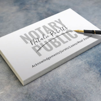 Notary Public Bold Text Typography Signature Business Card by cardfactory at Zazzle