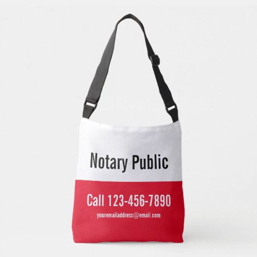 Notary Public Bright Red Black  White Template Crossbody Bag