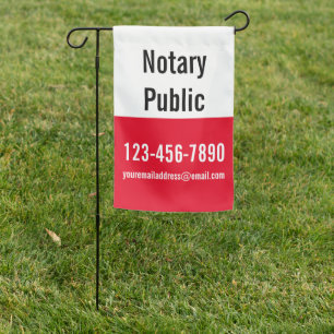 Notary Public Bright Red Black & White Template Garden Flag