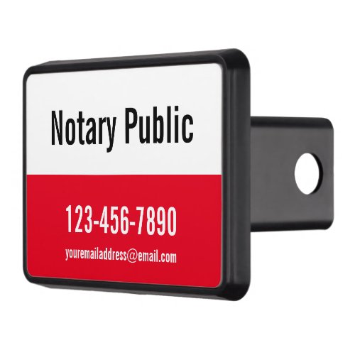 Notary Public Bright Red Black  White Template Hitch Cover