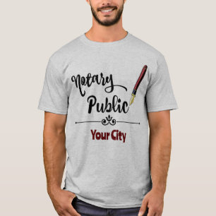 Notary Public Burgundy Ink Pen Customized City T-Shirt