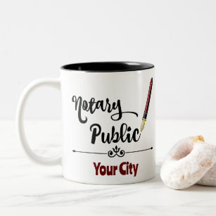 Notary Public Burgundy Ink Pen Customized City Two-Tone Coffee Mug