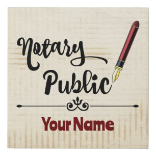 Notary Public Burgundy Ink Pen Customized Name Faux Canvas Print