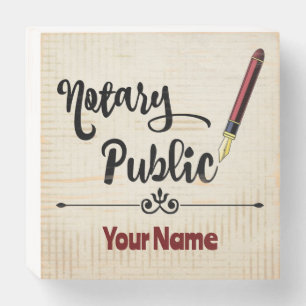 Notary Public Burgundy Ink Pen Customized Name Wooden Box Sign