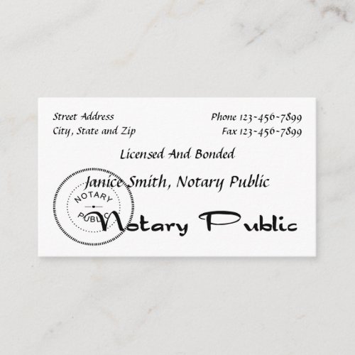 Notary Public Business Card