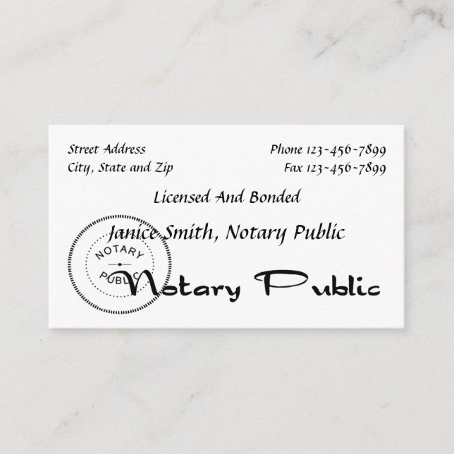 Notary Public Business Card (Front)