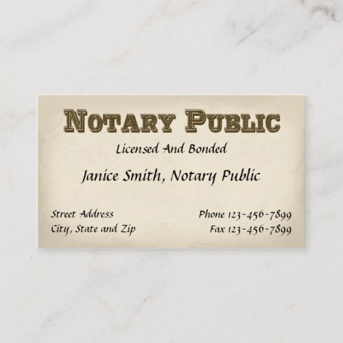 Notary Public Business Card