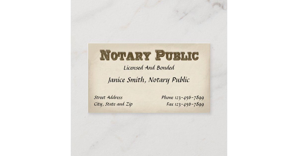 Notary Public Business Card Zazzle