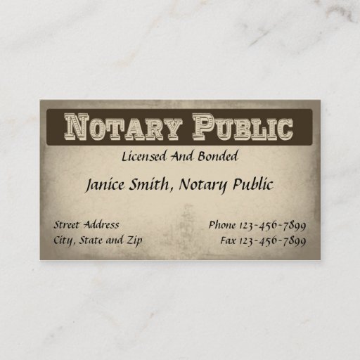 Customizable Notary Public Business Card