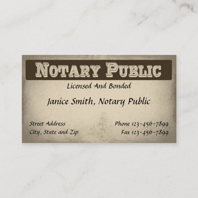 Notary Public Business Card (Front)