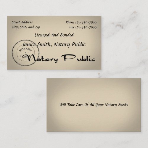 Notary Public Business Card