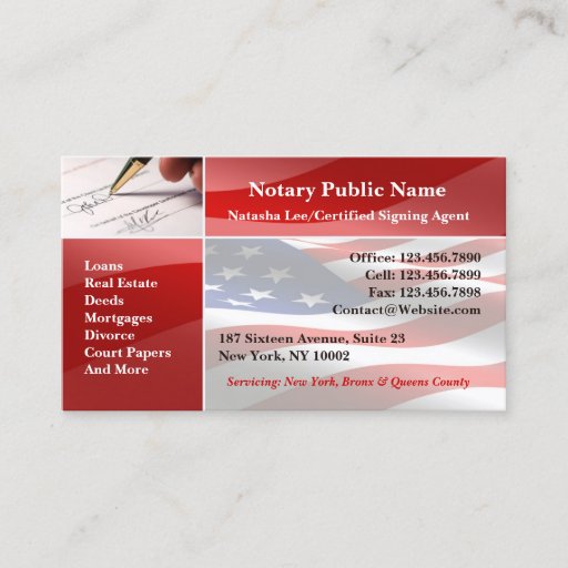 Customizable Notary Public Business Card