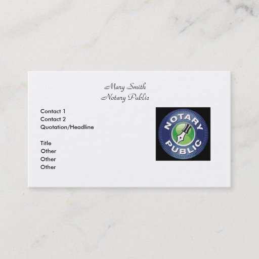 Customizable Notary Public Business Cards