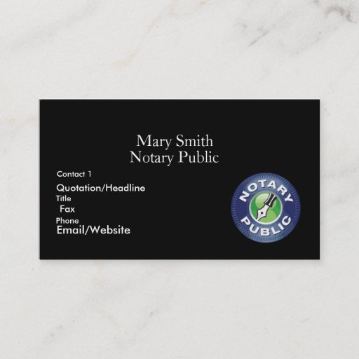 Customizable Notary Public Business Cards