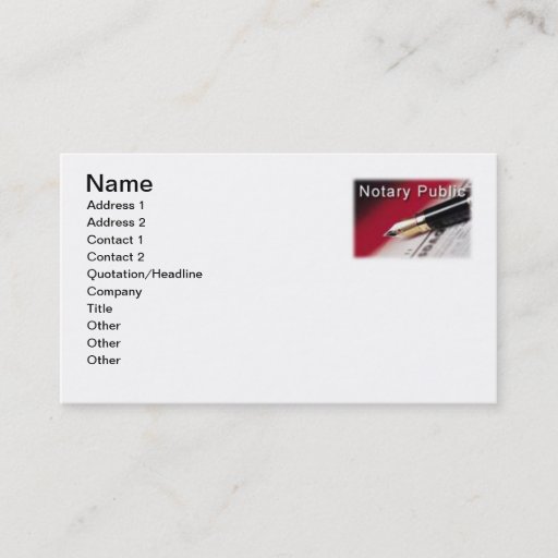 Customizable Notary Public Business Cards