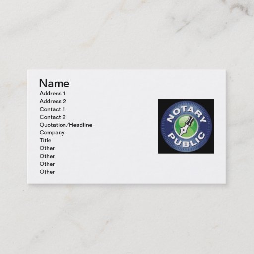 Customizable Notary Public Business Cards