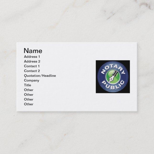 Notary Public Business Cards (Front)