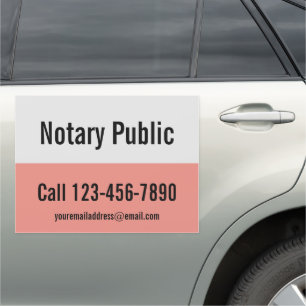 Notary Public Coral Black and White Phone Business Car Magnet