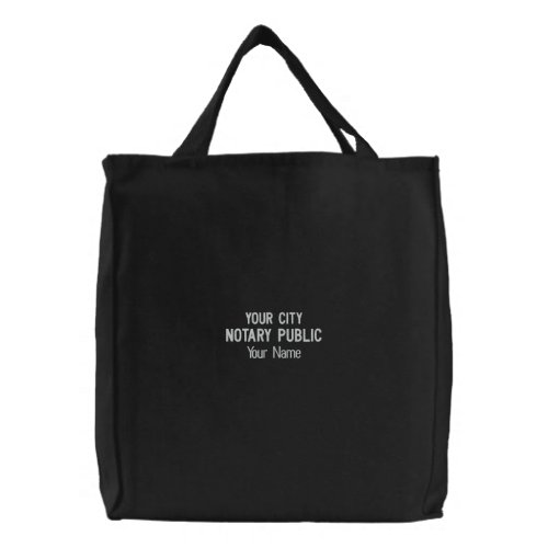 Notary Public Customized City and Name Embroidered Tote Bag