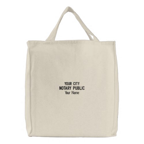 Notary Public Customized City and Name Embroidered Tote Bag