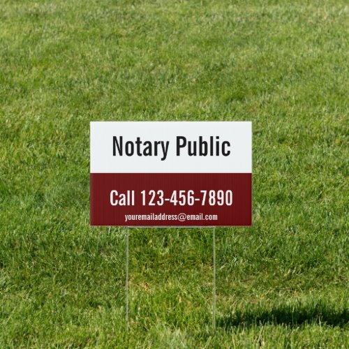 Notary Public Dark Red Black  White Template Sign