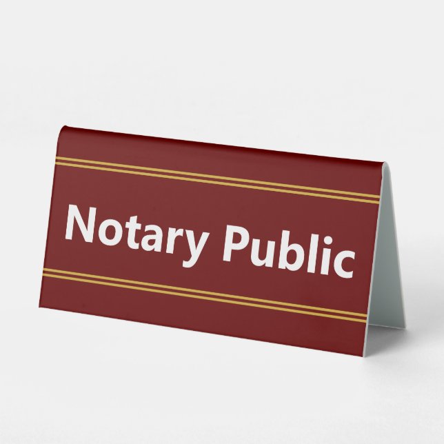 Notary Public Dark Red White Title Text Template Table Tent (Front)