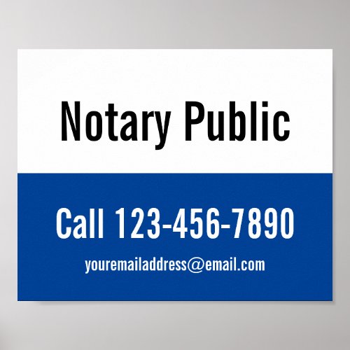 Notary Public Deep Blue White Business Template Poster