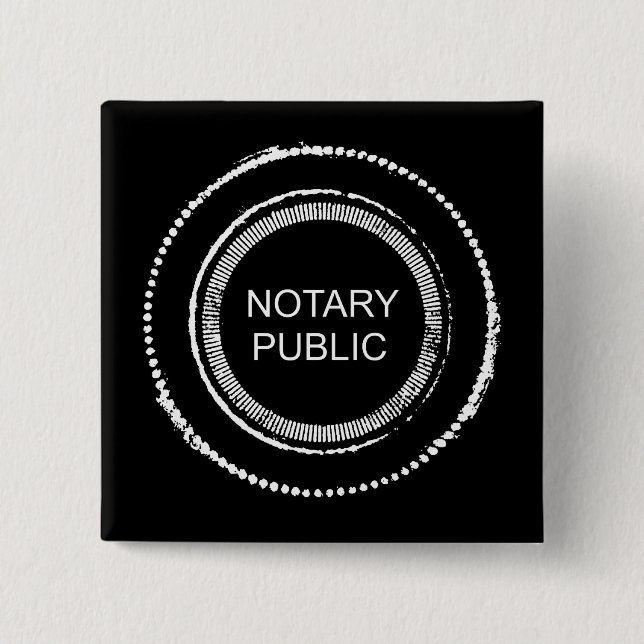 Notary Public Distressed Round Seal Pinback Button (Front)