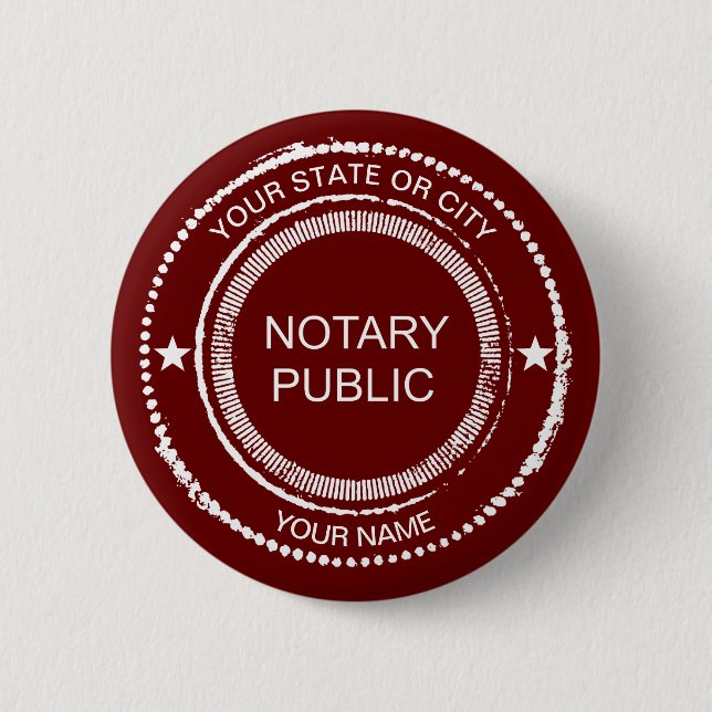 Notary Public Distressed Seal City Name Customized Button (Front)